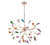 MRBVAOXVD Candelabras, Led Colgante Luz 20-Luces Lámpara Moderna en Oro Y Ágata Verde | Luminaria de Techo de Altura Ajustable para la Isla de Cocina Y la Sala de Estar | Lámpara Colgante Nórdica/Oro