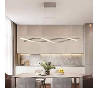 MRBVAOXVD Candelabras, Led Colgante Luz Curl Lámpara Colgante Lineal Ajustable Estilo Nórdico Lámpara Espiral Moderna para Cocina Isla Mesa de Comedor Sala de Estar - Diseño de Ola/Luz Gris + Cálida/1