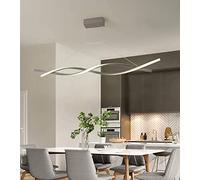 MRBVAOXVD Candelabras, Led Colgante Luz Curl Lámpara Colgante Lineal Ajustable Estilo Nórdico Lámpara Espiral Moderna para Cocina Isla Mesa de Comedor Sala de Estar - Diseño de Ola/Gris + Luz/80 cm