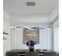 MRBVAOXVD Candelabras, Led Colgante Luz Curl Lámpara Colgante Lineal Ajustable Estilo Nórdico Lámpara Espiral Moderna para Cocina Isla Mesa de Comedor Sala de Estar - Diseño de Ola/Luz Gris + /120 cm