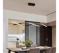 MRBVAOXVD Candelabras, Led Colgante Luz Curl Lámpara Colgante Lineal Ajustable Estilo Nórdico Lámpara Espiral Moderna para Cocina Isla Mesa de Comedor Sala de Estar - Diseño de Ola/Negro + Oscurecimie