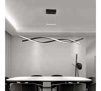 MRBVAOXVD Candelabras, Led Colgante Luz Curl Lámpara Colgante Lineal Ajustable Estilo Nórdico Lámpara Espiral Moderna para Cocina Isla Mesa de Comedor Sala de Estar - Diseño de Ola/Negro + Luz/120 cm