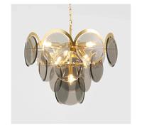 MRBVAOXVD Candelabras, Luz Moderna Lujo de Vidrio Sala de Estar Simple Restaurante Dormitorio Luces Colgantes Decoración Del Hogar Iluminación Lámparas/Luz Caliente/Gris D60Cm