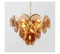 MRBVAOXVD Candelabras, Luz Moderna Lujo de Vidrio Sala de Estar Simple Restaurante Dormitorio Luces Colgantes Decoración Del Hogar Iluminación Lámparas/Luz Caliente/Ámbar D60Cm