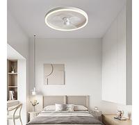 MRBVAOXVD Candelabras, Ventiladores de Techo Bajo con Lámparas Reversible 6 Velocidad Temporizador - Led Redondo Ventilador de Lámparaigente para Dormitorio, Oficina, Salón - Modo Invierno Verano/40 c