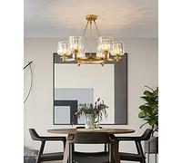 MRBVAOXVD Lámparas, Lámpara Circular de Prismático - Elegante Led Luz Colgante Reen Oro, 6 Luces - Luz de Techo Tradicional de la Sala de Estar -Queño Regalo/Oro/6 Luces