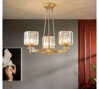 MRBVAOXVD Lámparas, Lámpara Circular de Prismático - Elegante Led Luz Colgante Reen Oro, 6 Luces - Luz de Techo Tradicional de la Sala de Estar -Queño Regalo/Oro/3 Luces