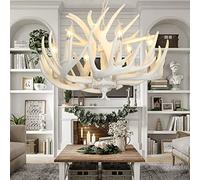 MRBVAOXVD Lámparas, Resina Lámpara de Cuerno con 6 Luces, Estilo Retro Lámpara de Cuerno con 6 E12 Lámparas - Lámpara de Cuerno para Cabaña, Cabina, Decoración Rústica Del Hogar