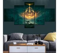 MRCCS Imprimir sobre Lienzo 5 Piezas Pintura Cinco Dibujo Consecutivas Impresión Moderna Decoración Casera Modular Abstracta Póster con Marco L/150cm×80cm Elden Ring Game Art