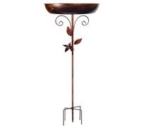 Mrchrogge Baño para Pájaros de Jardín de Metal, Baño de Pájaros Resistente a Las Heladas con Anclajes Estables al Suelo, Altura Ajustable, Diseño Elegante, para Decoración Exterior en Jardín