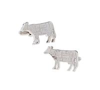 MRCUFF - Gemelos con diseño de Mapa de Carne de Vacuno en una Caja de Regalo y paño de Pulido