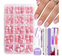 MrCuvaryas Juego de 150 uñas postizas francesas, Bailarina blanca, ABS, Uñas postizas, 150x150 piezas