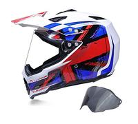 MRDEAR Casco Enduro MTB Integral Adulto Cross Casco Motocross Casco Downhill Quad Scooter Off Road Racing con Visera (Protección UV) Ventilación Ajustable, Certificación Dot,Blanco,L