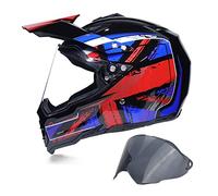 MRDEAR Casco Enduro MTB Integral Adulto Cross Casco Motocross Casco Downhill Quad Scooter Off Road Racing con Visera (Protección UV) Ventilación Ajustable, Certificación Dot,Negro,S