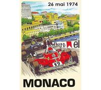 mrdeco Cartel de metal 12 x 18 cm abovedado Grand Prix Monaco 1974 Cartel de chapa