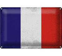 mrdeco Cartel de metal 20 x 30 cm abovedado bandera de Francia vintage decoración cartel de chapa de estaño