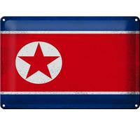 mrdeco Cartel de metal 20 x 30 cm curvado Corea del Norte Corea del Norte Vintage Decorativo Cartel de hojalata Sign