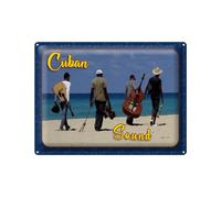mrdeco Cartel de metal de 30 x 40 cm, curvado, con banda de sonido Cuba en la playa
