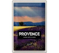 mrdeco Placa de metal curvada 20 x 30 cm Provence Alpes Costa Azul Placa decorativa de metal