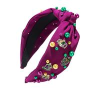 Mrdi Gras Headband - Diadema ancha para el pelo con nudo de carnaval con