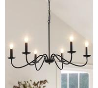 MRHYSWD Lampara Araña Techo Negro, 6 Luces Lámparas De Araña Vintage Lampara Colgante Industrial Lámpara De Techo Colgante Para Salon Comedor Dormitorio Cocina Pasillo Con Casquillo E14, Sin Bombillas