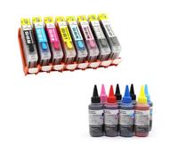 MRHZKE 1Set CLI-65 CLI65 CLI 65 Cartucho de Tinta de Recarga Compatible con Cartucho de Tinta de Impresora PRO200 Pro-200 con Tinta de día(8color and 8ink)