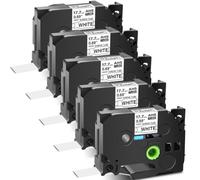 MRHZKE 5 Pack 17.7mm Heat Shrink Tubes Tape For HS 241 and HSe-241 Black On White Labels Compatible with PT-1800 Label Printers