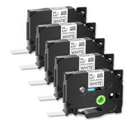 MRHZKE 5PK 12mm Strong Adhesive Labels Compatible with TZ TZe-S231 Black On White For PT-D450 Printer