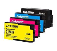 MRHZKE Cartucho de Tinta XL Compatible 712 XL 712XL para H-712XL Funciona con DesignJet T650 T630 T250 T210 T230 Impresoras(1 Set 4PCS)