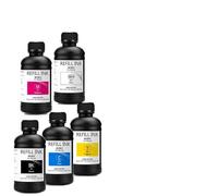 MRHZKE Tinta de curado LED de 250ML*5 Compatible con Cabezales de impresión para impresión de Vidrio y Metal de Cajas de teléfonos(5 Bottle - Hard Type)