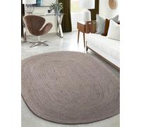 Mrida Weave Alfombra india hecha a mano de yute natural, color gris, alfombra para exteriores, tamaño de la alfombra, ovalada, 90 cm x 150 cm