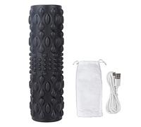 Mrisata Eléctrico Fitness Roller Profesional 5 Corredores Vibración Masaje Dispositivo para la relajación muscular y Yoga Negro PU Material