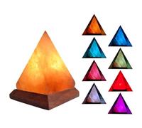 Mrisata Himalaya USB RGB 7 colores alternos tallados a mano con base de madera pirámide cristal sal lámpara para decoración del hogar