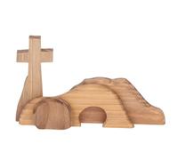 Mrisata La escena de Pascua de la tumba vacía y la tumba de Pascua de madera cruzada conjunto de escena de resurrección de Pascua conjunto de madera Creche Creche Escena de Resurrección de la Tumba