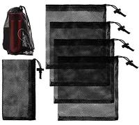 Mritrit 10 Piezas Bolsas Malla Nailon Negro Bolsas de Cordón de Malla Bolsa de Almacenamiento Multifuncional Bolsa Organizadora para Juguetes, Ropa, Frutas, Verduras, Golf, Tenis