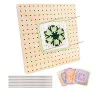 Mritrit 20cm Tablero de Bloqueo para Granny Square, Tabla de Bloqueo para Ganchillo con 8 Barras de Acero Inoxidable, Madera para Granny Crochet para Principiantes y Tejedoras