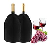 Mritrit Juego de 2 Funda Enfriador de Vino con Gel, Enfriador de Botellas Ajuste Universal para 0,7-1L de Vino Cava Champán, Reutilizables para Picnic y Cenas (Negro)