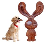 Mritrit Juguetes para perros, indestructible con sabor a carne de res para masticadores agresivos, hueso de nailon irrompible en forma de conejo, limpieza de dientes de larga duración y alivio del