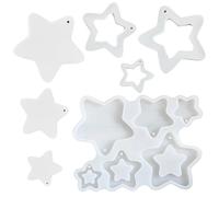 Mritrit Moldes Silicona Forma de Estrella Moldes para Resina Epoxi Velas Manualidades de Silicona Moldeable Yeso JabóN Molde de Navidad árbol de Alce Colgante de Fundición