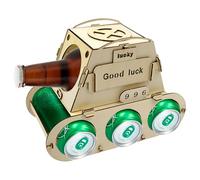 Mritrit Panzer - Portabotellas de cerveza de madera personalizable, regalo original para hombres para 30, 40, 50 cumpleaños, día del padre, portacerveza para papá, hermano, amigos (Good Luck)
