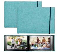 Mritrit Paquete de 2 álbumes de fotos de 6 x 4 pulgadas, álbum de fotos pequeño de 6 x 4 pulgadas, capacidad para 200 fotos, libro de recuerdos con cubierta de tela para bodas, vacaciones e imágenes