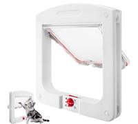 Mritrit Puerta para Gatos, Gatera para Gatos con Cierre Magnético de 4 Vías, Puertas Cachorros, Puerta para Mascotas para Gato y Perros Pequeño, Interior y Exterior, Blanco - 22 × 20 × 3 cm