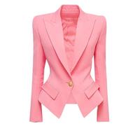 Mrjitor Mujeres Chaqueta de Traje con Solapa Pico Abrigo de Esmoquin de Boda con Un Botón Entrevista de Bienvenida