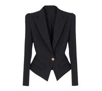 Mrjitor Mujeres Chaqueta de Traje con Solapa Pico Abrigo de Esmoquin de Boda con Un Botón Entrevista de Bienvenida