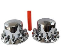 MRJLK Juego completo de cubiertas de eje de ABS cromado con tapas de cubo estándar y tapas de tuerca de rosca de 33 mm para semicircamiones (2 traseros)