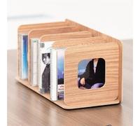 MRKU Soporte para Discos de Vinilo, Expositor de CD, Organizador de Almacenamiento para el hogar, Estante de Madera Creativo, Caja para Discos DVD y vídeos