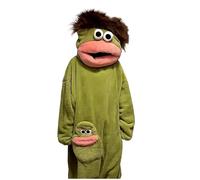 MRLTOP Pijama con capucha de monstruo verde divertido para adolescentes y adultos, unisex, forro polar de felpa ultrasuave, ropa de descanso de una pieza, ropa de descanso tonta de boca grande para el