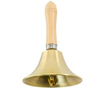 MrMrKura Campanas de llamada de mano de latón macizo súper fuertes con mango de madera, campanas de mano para llamadas de comedor, angustia, aula, restaurante y boda (L)