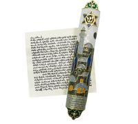 MrMrKura Mezuzah con pergamino para puerta, esmalte y aleación de zinc bendición Mezuzah caso para puerta, pergamino Mezuzha pintado de colores para regalos judíos/decoración judía, Navidad (varios