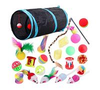 MRNHA 22 Piezas para Gatos de Interior TúNel RatóN Gatito Juguetes para Varita de Pluma Teaser Juguete de Resorte